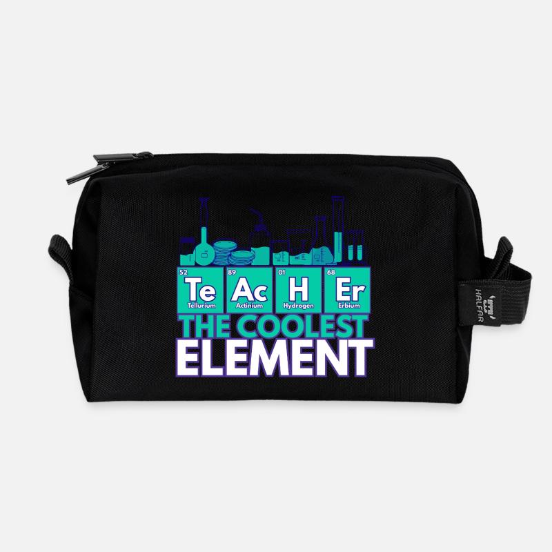 Professeur – L’élément le plus cool | Thème de la chimie - Trousse de toilette en tissu recyclé - noir