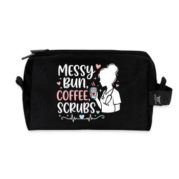 Messy Bun Coffee Scrubs Nurse - Recycled Toiletry Zip Bag - black - Front