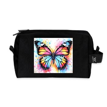 Schmetterling - Recycelte Kulturtasche - Schwarz - Vorne