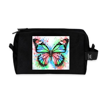 Schmetterling - Recycelte Kulturtasche - Schwarz - Vorne