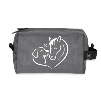 Pferd Hund Herz Liebe Team - Recycelte Kulturtasche - Anthrazit - Vorne
