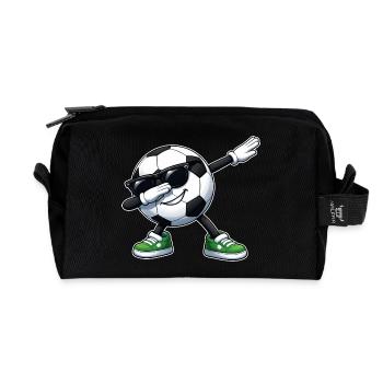 dabbing football - Recycled Toiletry Zip Bag - black - Front
