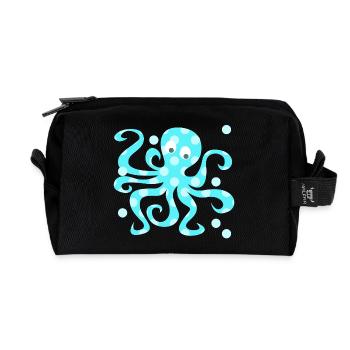 Oktopus Tintenfisch Punkte Dots Comic Meerestier - Recycelte Kulturtasche - Schwarz - Vorne