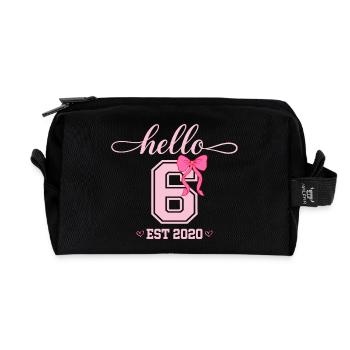 Hello 6 Est 2020 Girls Birthday Design - Recycled Toiletry Zip Bag - black - Front
