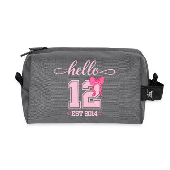 Bonjour naissance de la fille Coquette Bow 12 Est 2014 - Trousse de toilette en tissu recyclé - anthracite - Devant