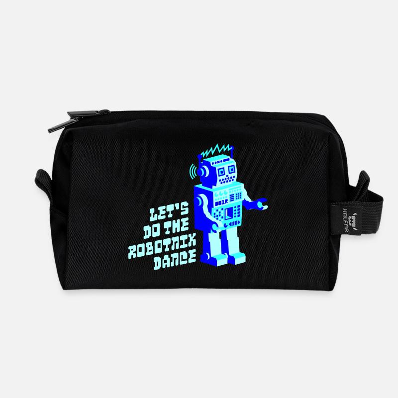 robotnik dance - old school robots - Recycled Toiletry Zip Bag - black
