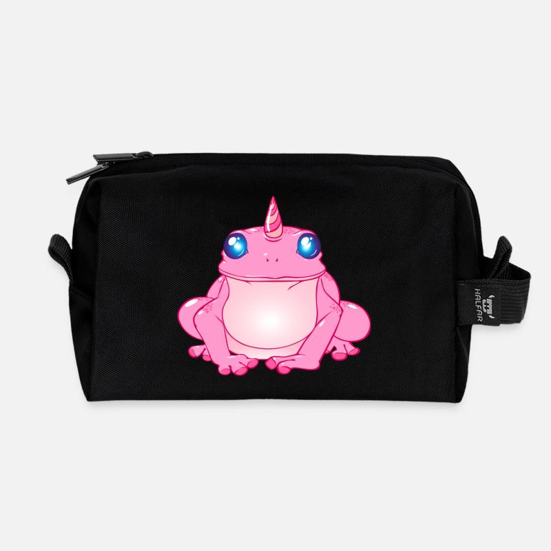 Frosch mit Horn - Recycelte Kulturtasche - Schwarz