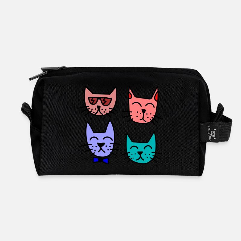 Bunte Katzen - Recycelte Kulturtasche - Schwarz