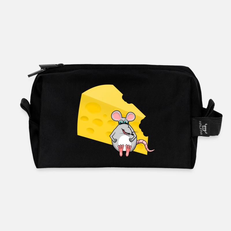 Käse mit Maus - Recycelte Kulturtasche - Schwarz