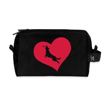 Chien sport amour - Trousse de toilette en tissu recyclé - noir - Devant