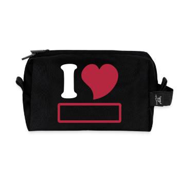 I love à personnaliser - Trousse de toilette en tissu recyclé - noir - Devant
