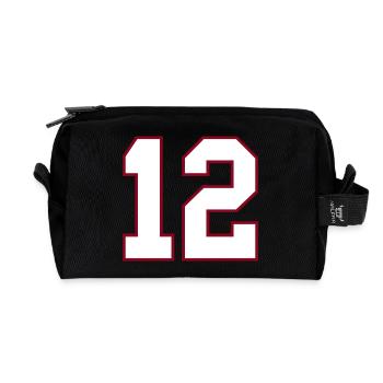 12 College-Jersey Nummern-Print - Recycelte Kulturtasche - Schwarz - Vorne