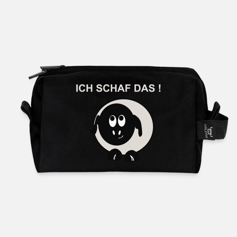 Ich schaff das Schaf Motiv - Recycelte Kulturtasche - Schwarz