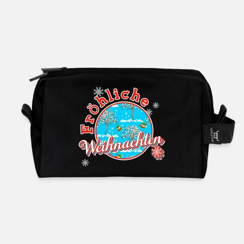 Fröhliche Weihnachten xmas - Recycelte Kulturtasche - Schwarz