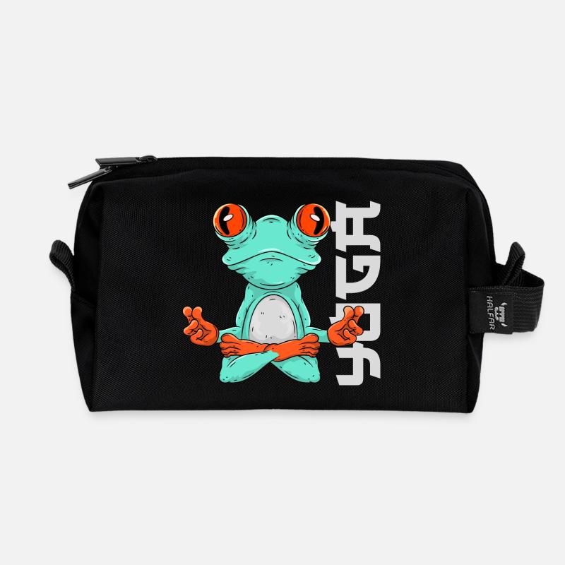 Frosch Yoga - Recycelte Kulturtasche - Schwarz