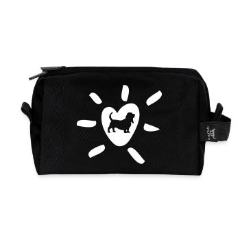 Heart Hushpuppie Dog Love Love Fan Sunbeams - Recycled Toiletry Zip Bag - black - Front