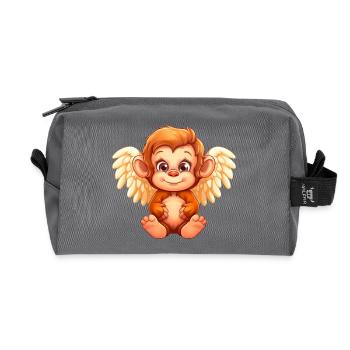 Süßer Affe Engel - Tierisches Fantasie Design - Recycelte Kulturtasche - Anthrazit - Vorne