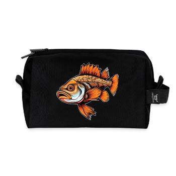 Zander Fish – Nature-loving fishing design - Recycled Toiletry Zip Bag - black - Front