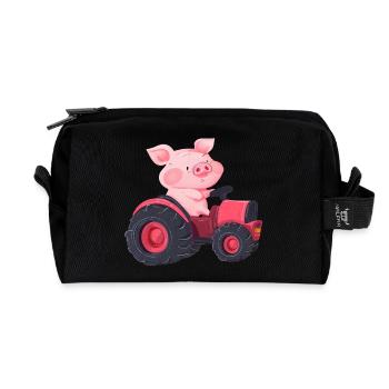 Schwein am Steuer: Bauernhof Abenteuer - Recycelte Kulturtasche - Schwarz - Vorne