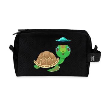 Alien, UFO und Schildkröte: Abenteuerliche - Recycelte Kulturtasche - Schwarz - Vorne