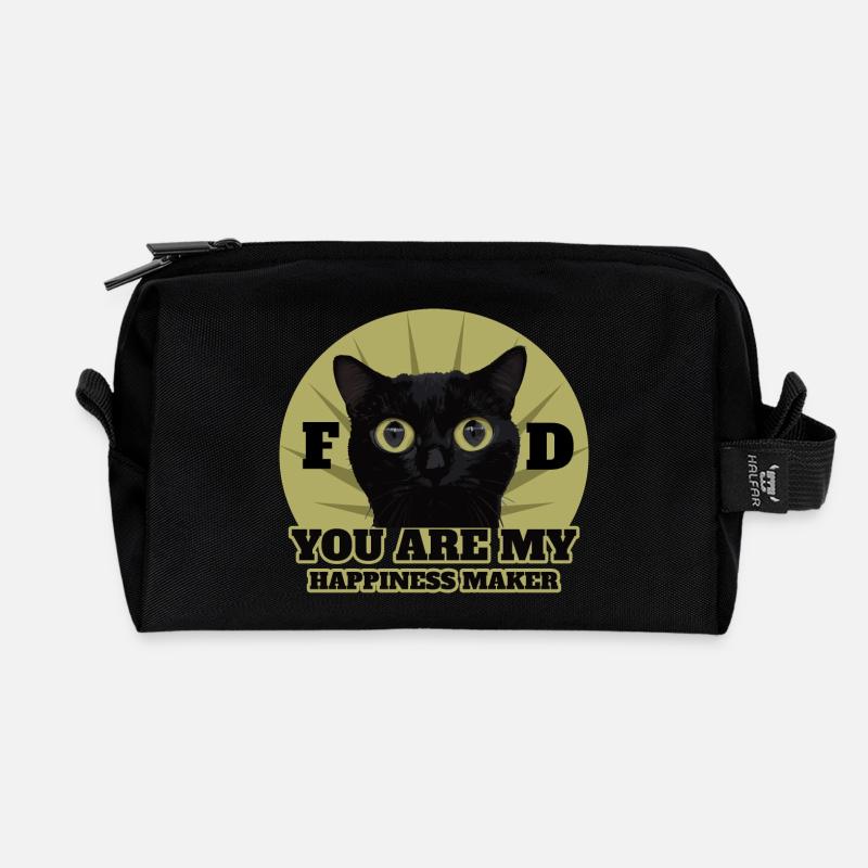 Süße Schwarze Katze - Recycelte Kulturtasche - Schwarz