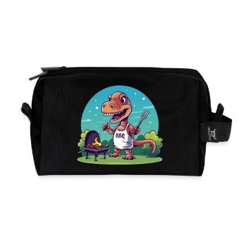 Mignon dinosaure comique au barbecue - Trousse de toilette en tissu recyclé - noir - Devant