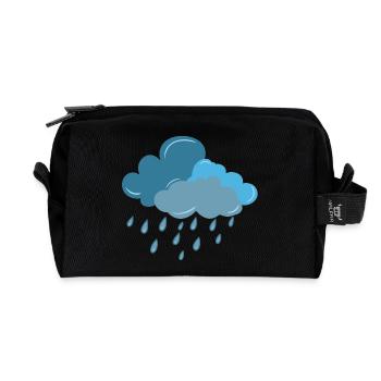 Wolke, Regen, Gewitter - Recycelte Kulturtasche - Schwarz - Vorne