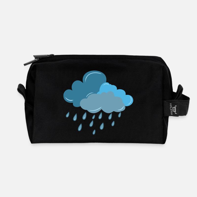 Wolke, Regen, Gewitter - Recycelte Kulturtasche - Schwarz