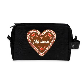 Mei Dirndl Lebkuchenherz - Recycelte Kulturtasche - Schwarz - Vorne