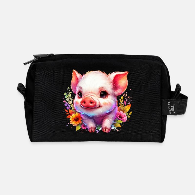 Ferkel-Ferkel - Recycelte Kulturtasche - Schwarz