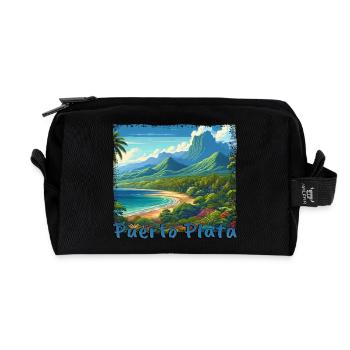 Puerto Plata: Beach Vacation with Mountain Scenery & - Recycled Toiletry Zip Bag - black - Front