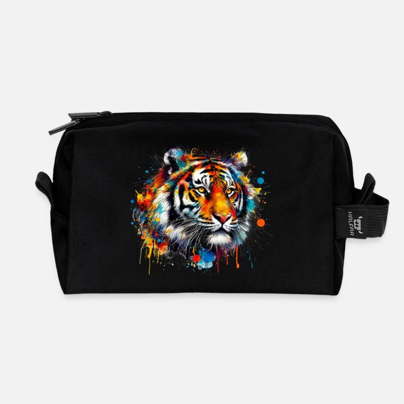 Tiger - Recycelte Kulturtasche - Schwarz