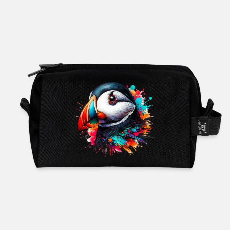 Macareux - Trousse de toilette en tissu recyclé - noir