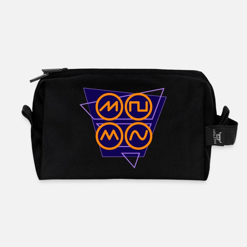 synthwave 80s sound wave - Recycled Toiletry Zip Bag - black