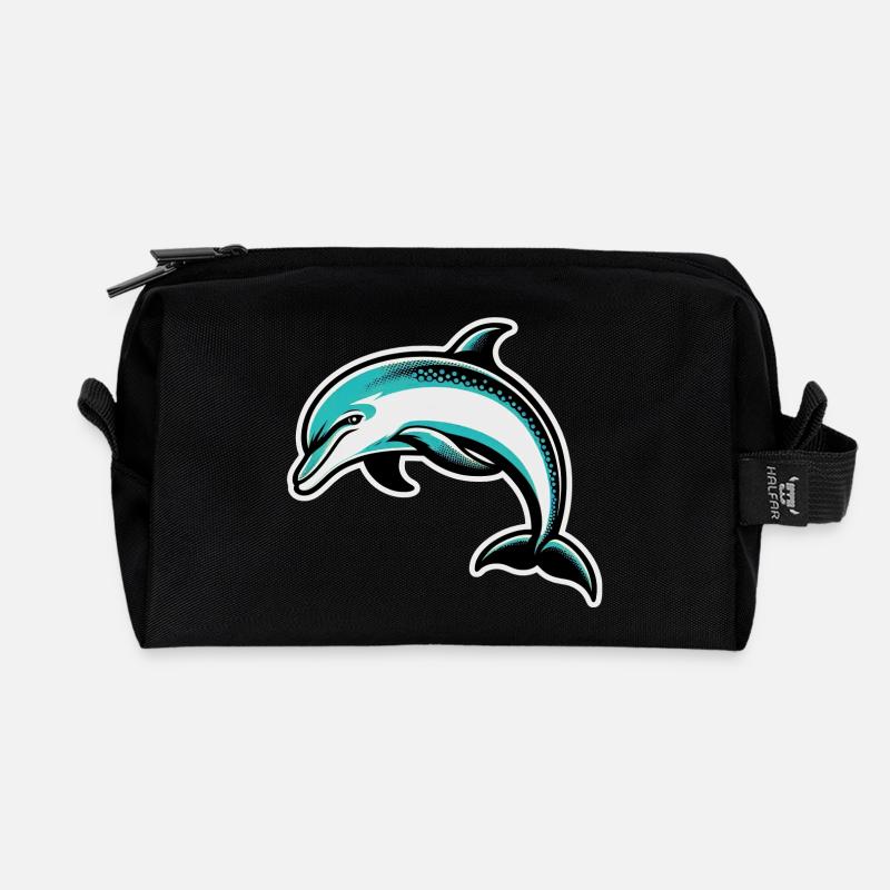 Delfin - Recycelte Kulturtasche - Schwarz
