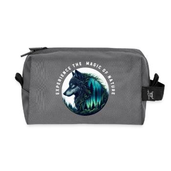Die Magie der Wolfsnatur - Recycelte Kulturtasche - Anthrazit - Vorne