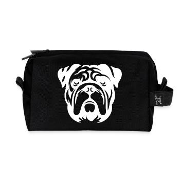 Bulldogge Hund Kopf Silhouette Minimalistisch - Recycelte Kulturtasche - Schwarz - Vorne