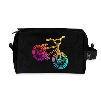 Illustration de vélo géométrique arc-en-ciel - Trousse de toilette en tissu recyclé - noir - Devant