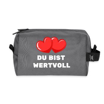 You Are Precious Heart Balloon Love Affection - Recycled Toiletry Zip Bag - anthracite - Front