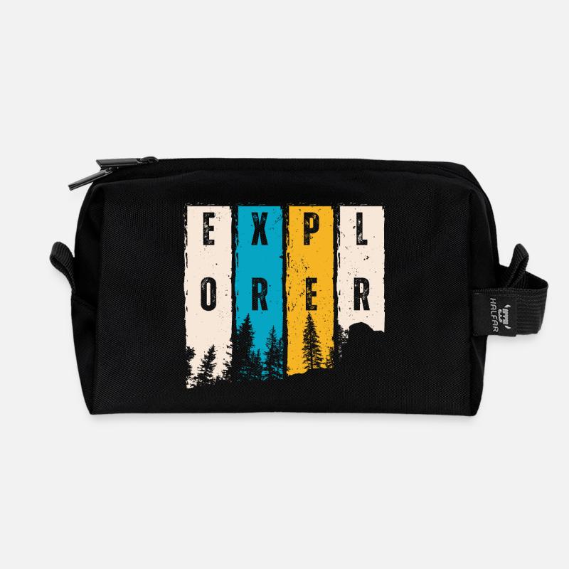 Explorer Forest Arbres Silhouette - Trousse de toilette en tissu recyclé - noir