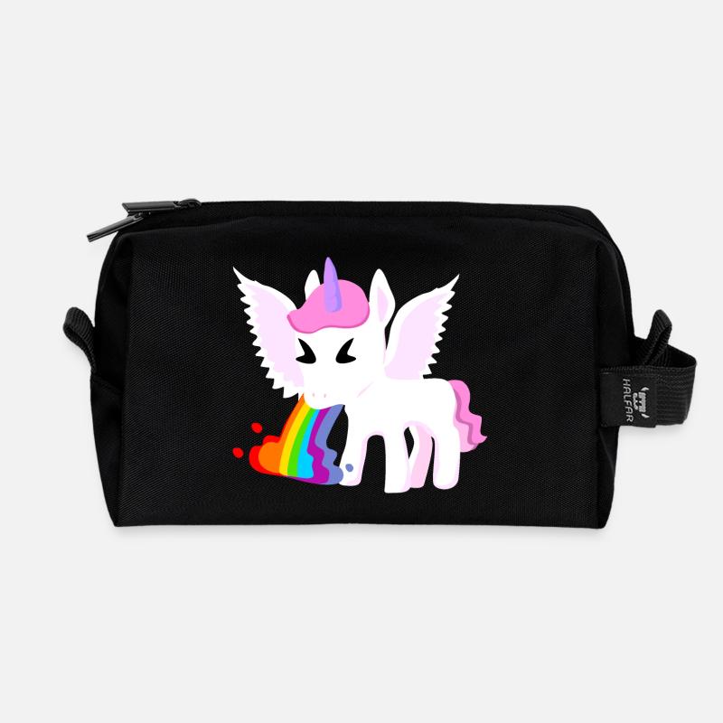 Einhorn Regenbogenspucke - Recycelte Kulturtasche - Schwarz