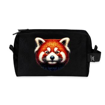 Red panda - Recycled Toiletry Zip Bag - black - Front