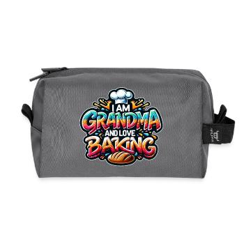 Ich bin Oma und backe gerne - Recycelte Kulturtasche - Anthrazit - Vorne