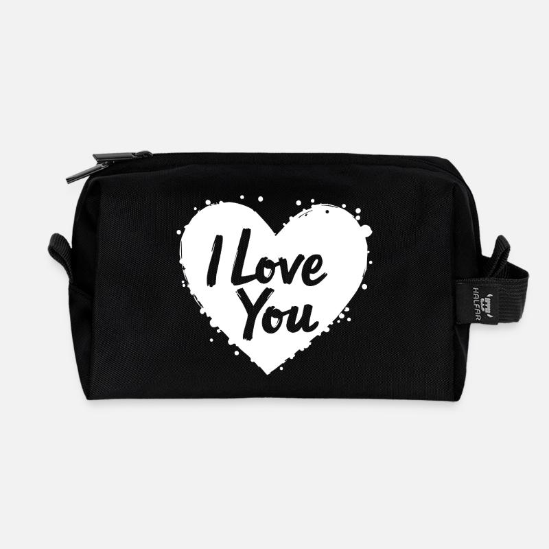 Ich liebe dich, Weiß - Recycelte Kulturtasche - Schwarz