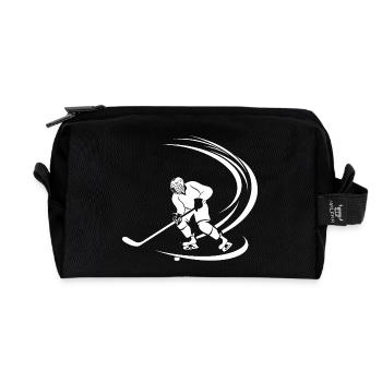 Eishockeyspieler Skizze - Recycelte Kulturtasche - Schwarz - Vorne