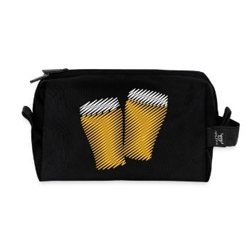 2 Biergläser Stoßen An (Bier / Scribble) - Recycelte Kulturtasche - Schwarz - Vorne