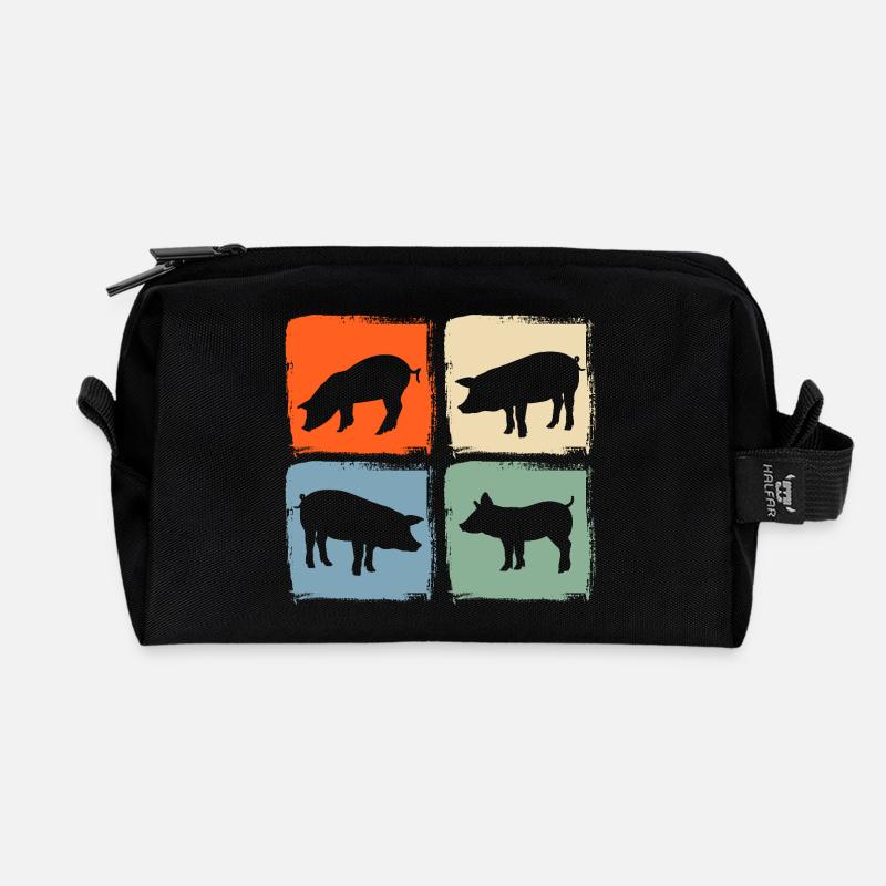 Schwein - Recycelte Kulturtasche - Schwarz