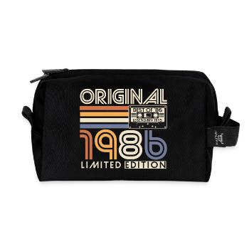 1986 Vintage Vintage Rétro Cadeau d’anniversaire - Trousse de toilette en tissu recyclé - noir - Devant