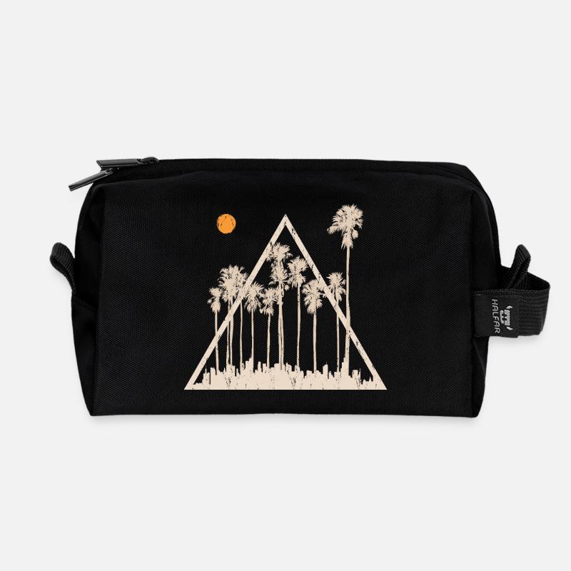palmiers Tropical Été Coucher de soleil Triangle - Trousse de toilette en tissu recyclé - noir