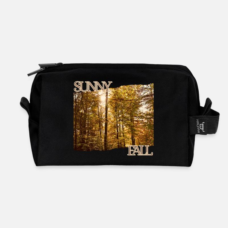 Sunny Fall - Herbstsonne im Wald - Recycelte Kulturtasche - Schwarz
